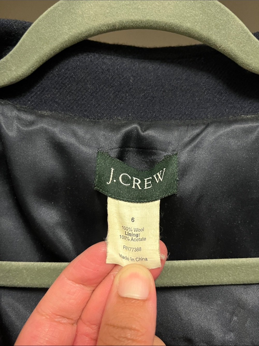 J Crew Women's Size 6 Navy Wool Pea Coat - Picture 2 of 16